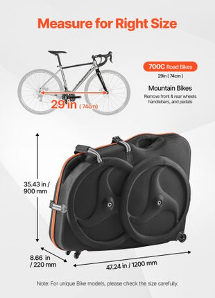 Bike Travel Case, Bicycle Travel Bag with EVA Hard Shell, Quick-Release Buckle, Dual Zipper, TSA Lock and Wheels, Black Bicycle Case for Airplane, Easy Transportation Bag for 700C Road Bike