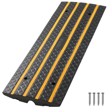 Car Driveway Rubber Curb Ramp, 33069 lbs Load Capacity, 2.6 inch Rise Curbside Bridge Ramp with Yellow Reflective Strips, Suitable for Loading Dock, Warehouse, Garage, Sidewalk (1 Pack)