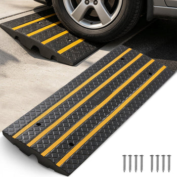 Car Driveway Rubber Curb Ramp, 33069 lbs Load Capacity, 2.6 inch Rise Curbside Bridge Ramp with Yellow Reflective Strips, Suitable for Loading Dock, Warehouse, Garage, Sidewalk (2 Pack)