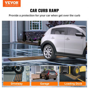 Curb Ramp, 2 Pack, 2.6" Rise, Rubber Driveway Ramps, Heavy Duty 33069 lbs Weight Capacity Threshold Ramp, Curbside Bridge Ramps for Loading Dock Garage Sidewalk, Expandable Full Ramp Set
