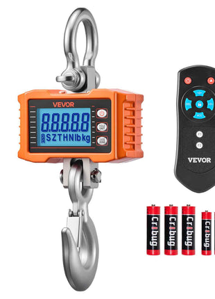 Digital Crane Scale, 4400 lbs/2000 kg Max Capacity, Heavy Duty Industrial Hanging Scale with Cast Aluminum Case & LCD Display, 1 lbs Division & 3 Unit Switch, Remote Control for Garage Factory