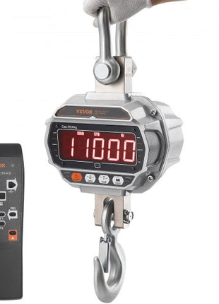 Digital Crane Scale, 11000 lbs/5000 kg, Industrial Heavy Duty Hanging Scale with Remote Control, Cast Aluminum Case & LED Screen, High Precision for Construction, Factory, Farm, Hunting (Silver)