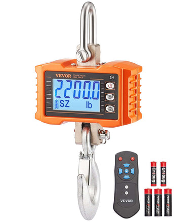 Digital Crane Scale, 2200 lbs/1000 kg, Industrial Heavy Duty Hanging Scale with Remote Control, Cast Aluminum Case & LCD Screen, High Precision for Construction, Factory, Farm, Hunting (Orange)