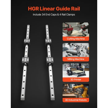 Linear Rail Guide Kit, HGR20, 2Pcs 1000 mm (39.4 inch) Linear Motion Rails and 4Pcs Bearing Slide Blocks, Anti Rust and High Precision Kit, for DIY, CNC Routers, Lathes, Mills, 3D Printers