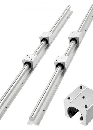 Linear Rail Kit, SBR25, 2Pcs 1200 mm (47.24 inch) Linear Motion Guide Rails and 4Pcs Bearing Slide Blocks, Fully Supported Shaft, for Cutting, Grinding, Milling, Drilling Machines, and More