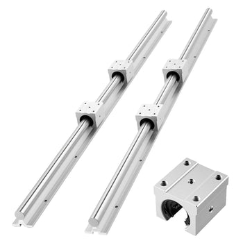 Linear Rail Kit, SBR25, 2Pcs 1200 mm (47.24 inch) Linear Motion Guide Rails and 4Pcs Bearing Slide Blocks, Fully Supported Shaft, for Cutting, Grinding, Milling, Drilling Machines, and More