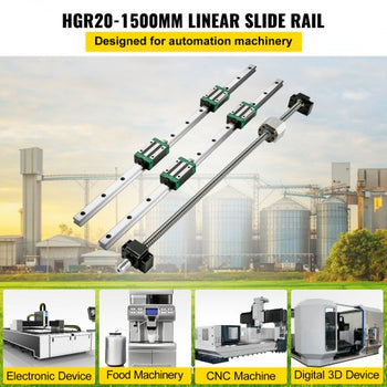Linear Guide Rail 2Pcs HGR20-1500mm Linear Slide Rail with 1Pcs RM1605-1500mm Ballscrew with BF12/BK12 Kit Linear Slide Rail Guide Rail Square for DIY CNC Routers Lathes Mills