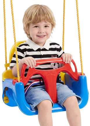 3-in-1 Baby Swing Seat 300 lbs Capacity Toddler Swing Red/Yellow/Blue, for Indoor & Outdoor Playground, with Adjustable Ropes and Snap Hooks, Snug & Secure Detachable Infants to Teens Kids Seat