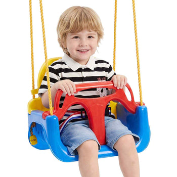 3-in-1 Baby Swing Seat 300 lbs Capacity Toddler Swing Red/Yellow/Blue, for Indoor & Outdoor Playground, with Adjustable Ropes and Snap Hooks, Snug & Secure Detachable Infants to Teens Kids Seat
