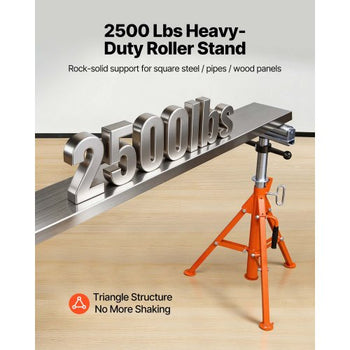 Roller Stand, Heavy Duty 2500 LBS Load Capacity, 27.6"-52" Height Adjustable, 45# Steel Folding Roller Support Stand for Pipes, Wooden Boards