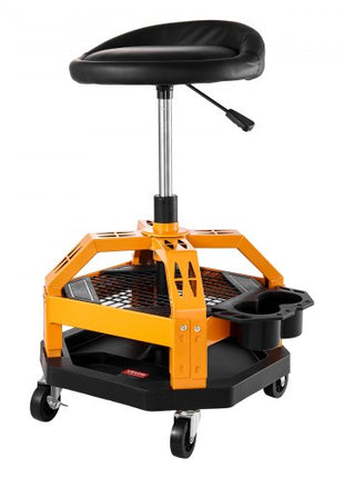 Rolling Shop Stool, Heavy-Duty Pneumatic Garage Seat with 300 lbs Capacity, Adjustable Height Roller Creeper Seat, 360° Swivel Padded Workshop Stool with Casters, for Garage, Shop & Auto Repair