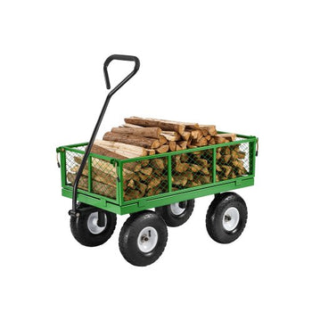 680 Lbs Steel Garden Cart on Wheels, Heavy Duty Garden Wagon Cart Pullable, Metal Outdoor Utility Yard Wagon Carts with 10" Tires, Mesh Removable Sides and 180°Rotating Handle