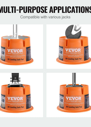 VEVOR orange RV leveling jack pad, durable plastic, versatile design for various jacks, ideal for camping and outdoor use.