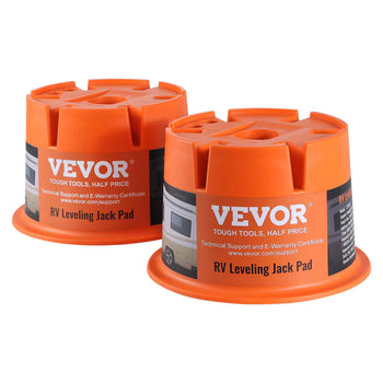 Orange VEVOR RV leveling jack pad, durable plastic, set of two, designed for stability and support of recreational vehicles.
