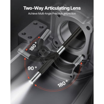 Articulating Borescope Camera with Light, Two-Way Articulated Endoscope, 0.24" Slim Lens, 4.3" IPS Screen, 8X Zoom, IP67 Waterproof Inspection Camera for Auto, Mechanical Equipment (4.9FT Cable)