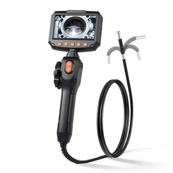Articulating Borescope Camera with Light, Two-Way Articulated Endoscope, 0.24" Slim Lens, 4.3" IPS Screen, 8X Zoom, IP67 Waterproof Inspection Camera for Auto, Mechanical Equipment (4.9FT Cable)