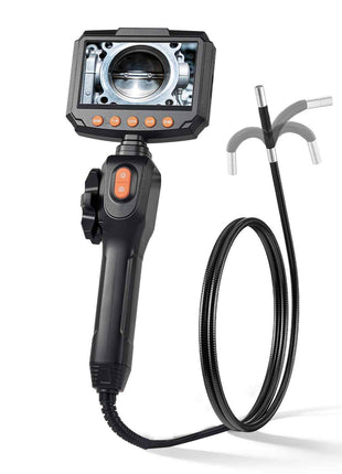 Articulating Borescope Camera with Light, Two-Way Articulated Endoscope, 0.24" Slim Lens, 4.3" IPS Screen, 8X Zoom, IP67 Waterproof Inspection Camera for Auto, Mechanical Equipment (4.9FT Cable)