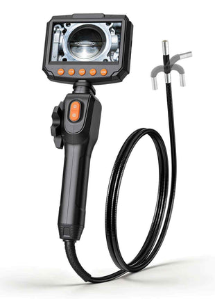 Articulating Endoscope with Light, Two-Way Articulated Borescope Camera, 4.3" HD IPS Screen, 1280 x 720 Lens, 8X Zoom, IP67 Waterproof Inspection Snake Camera for Auto, Plumbing (4.9FT Cable)