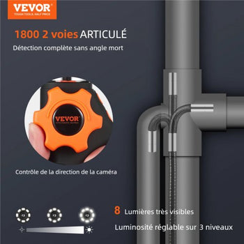Two-Way Articulating Borescope with Light, Inspection Camera with 0.25" Lens, 5" IPS HD Screen, Flexible Mechanic Fiber Optic Snake Scope Cam for Wall Automotive Engine Inspect-4.9FT