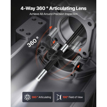 4-Way Articulating Endoscope with Light, True 1080P HD Industrial Borescope Inspection Camera with Articulated Probe, Flexible Snake Scope Cam for Wall Automotive Engine Inspect-4.9FT