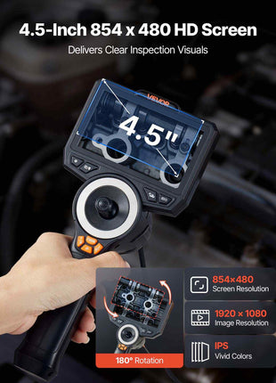 4-Way Articulating Endoscope with Light, True 1080P HD Industrial Borescope Inspection Camera with Articulated Probe, Flexible Snake Scope Cam for Wall Automotive Engine Inspect-4.9FT