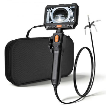 Articulating Borescope with 0.15" Ultra Slim Lens, Two-Way Articulated Endoscope with Light, 5" HD IPS Screen, 8X Zoom, 5000mAh Inspection Camera for Auto, Tight Mechanical Spaces (4.9FT Cable)
