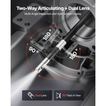 2-Way Dual-Lens Articulating Endoscope with Light, 1080P HD Industrial Borescope Inspection Camera with Articulated Probe, Rigid Snake Scope Cam for Wall Automotive Engine Inspect-4.9FT