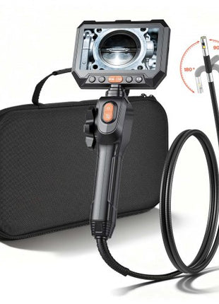 2-Way Dual-Lens Articulating Endoscope with Light, 1080P HD Industrial Borescope Inspection Camera with 0.24-inch Slim Articulated Probe, Rigid Snake Scope Cam for Wall Automotive Inspect-4.9FT