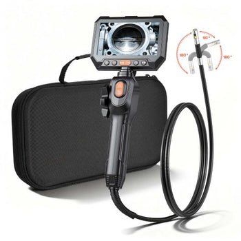 2-Way Dual-Lens Articulating Endoscope with Light, 1080P HD Industrial Borescope Inspection Camera with 0.24-inch Slim Articulated Probe, Rigid Snake Scope Cam for Wall Automotive Inspect-4.9FT