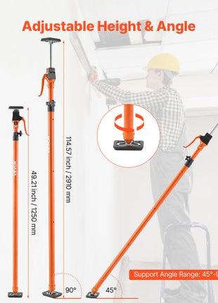 Cabinet Jack Support Pole, 4-Pack, 49.2-114.6 Inch Steel Telescopic Quick Support Rod, Adjustable 3rd Hand System up to 198 lbs Capacity for Installing Cabinets, Lifting Drywall, Cargo Bars