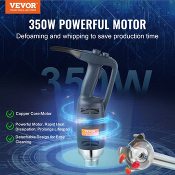 Commercial Immersion Blender, 350W Heavy Duty Hand Mixer, 16 inch Stepless Variable Speed Mixer with Stainless Steel Blade, Multi-Purpose Portable Mixer for Soup, Sauces, Mashed Potatoes, Cream