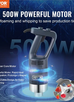 Commercial Immersion Blender, 500W Heavy Duty Hand Mixer, 16 inch Stepless Variable Speed Mixer with Stainless Steel Blade, Multi-Purpose Portable Mixer for Soup, Sauces, Mashed Potatoes, Cream