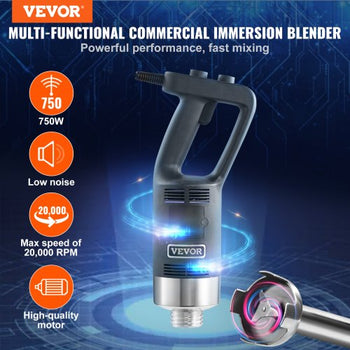 Commercial Immersion Blender, 750W 20" Heavy Duty Hand Mixer, Variable Speed Kitchen Stick Mixer with 304 Stainless Steel Blade, Multi-Purpose Portable Mixer for Soup, Smoothie, Puree, Baby Food