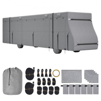 Class A RV Cover, 40-43 ft Motorhome Cover, Non-woven Fabric Motorhome RV Cover, Waterproof, Windproof and Rip-Stop, Camper Cover with Storage Bag, Repair Patches, Straps and Tire Covers