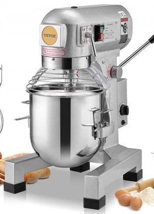 Commercial Food Mixer, 18.7L Commercial Stand Mixer with 3 Adjustable Speeds, 1100W Dough Mixer with Stainless Steel Bowl and 3 Mixing Attachments, Ideal for Restaurant, Bakery, Pastry shop, Caf