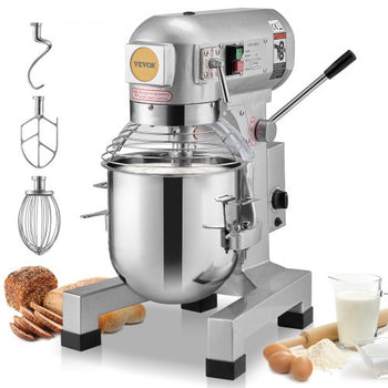 Commercial Food Mixer, 18.7L Commercial Stand Mixer with 3 Adjustable Speeds, 1100W Dough Mixer with Stainless Steel Bowl and 3 Mixing Attachments, Ideal for Restaurant, Bakery, Pastry shop, Caf