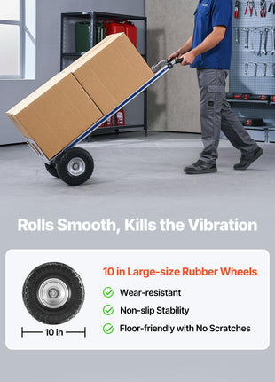 Hand Truck, 500 lbs Load Capacity, Heavy-Duty Hand Truck Dolly with Non-Slip Wheels & Handle, Aluminum Alloy Portable Dolly with Tie-down Strap for Moving Home, Office, Warehouse