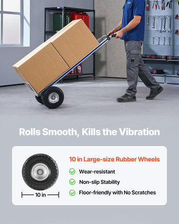 Hand Truck, 500 lbs Load Capacity, Heavy-Duty Hand Truck Dolly with Non-Slip Wheels & Handle, Aluminum Alloy Portable Dolly with Tie-down Strap for Moving Home, Office, Warehouse