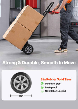 Hand Truck, 600 lbs Load Capacity, Heavy-Duty Hand Truck Dolly with Wheels & Telescoping Handle, Portable Dolly with Tie-down Strap for Moving Home, Office, Warehouse, Supermarket