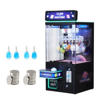 Claw Crane Machine, Medium-Sized Arcade Game Machine with Light & Sound, Adjustable Difficulty, Precise Toy Candy Grabber Prize Dispenser Vending Toy, for Commercial Home Cinema, Black Purple