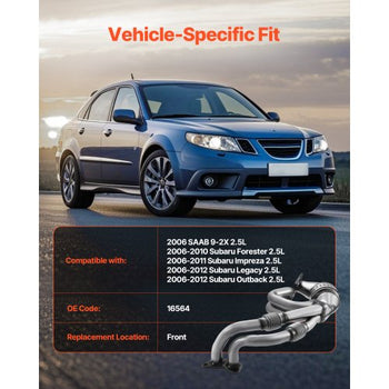 Catalytic Converter, Compatible with Subaru Forester Impreza Legacy Outback/ SAAB 9-2X, 2.5L H4, Front, Replacement OE 16564, Stainless Steel High Flow Converter, for Exhaust Gas Purification