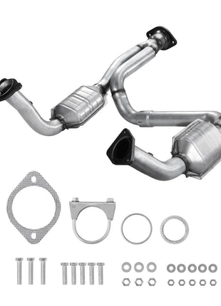 Catalytic Converter, Compatible with Cadillac Escalade/Chevy Avalanche Silverado Suburban Tahoe/GMC Sierra Yukon, 4.3L V6, 4.8L/5.3L V8, Front, Left, Right, Replacement OE 15756278, 50366