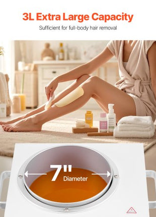 Single Wax Warmer, 3000ML 300W Professional Wax Warmer for Hair Removal, 32 ?- 248 ? Adjustable & Non-Stick Waxing Heater Pot with 100PCS Waxing Sticks for Home Use, Beauty Salon, Spa