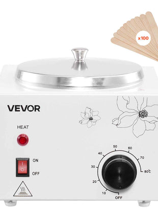 Single Wax Warmer, 600ML Professional Wax Warmer for Hair Removal, 32 ℉ to 176℉ Adjustable Electric Waxing Heater Pot with 100PCS Waxing Sticks for Home Use, Beauty Salon, Spa