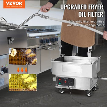Portable Oil Filtering Unit, 18L Capacity, 10 L/min Filtering Speed, Equipped with Swivel Casters and Oil Hose, Ideal for Fast Food Venues