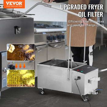 Portable Oil Filtering Unit, 38L Capacity, 10 L/min Filtering Speed, Equipped with Swivel Casters and Oil Hose, Ideal for Restaurant and Burger Shop Use