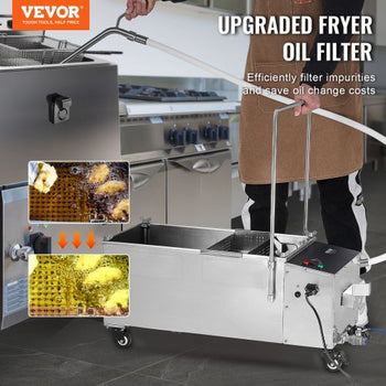 Portable Oil Filtering Unit, 55L Tank, 10 L/min Filtering Speed, Equipped with Casters and Oil Hose, Ideal for Fast Food Venues