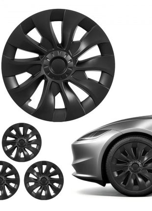 Hubcaps Wheel Covers for 2017-2023 Tesla Model 3, 18 Inch Set of 4 Wheel Rim Cover Hubcaps OEM Style Replacement, R18 Size Snap On Car Hub Caps, Premium 10-Spoke ABS Tire Rim Caps, Matte Black