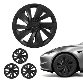 Hubcaps Wheel Covers for 2025 Tesla Model Y, 19 Inch Set of 4 Wheel Rim Cover Hubcaps OEM Style Replacement, R19 Size Snap On Car Hub Caps, Premium Sturdy 10-Spoke ABS Tire Rim Caps, Matte Black
