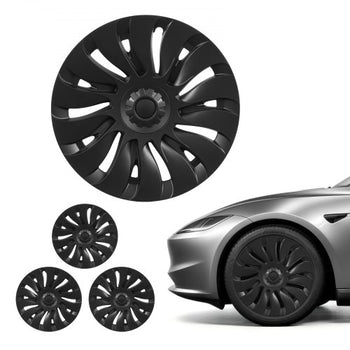 Hubcaps Wheel Covers for 2021-2024 Tesla Model Y, 19 Inch Set of 4 Wheel Rim Cover Hubcaps OEM Style Replacement, R19 Size Snap On Car Hub Caps, Premium 14-Spoke ABS Tire Rim Caps, Matte Black